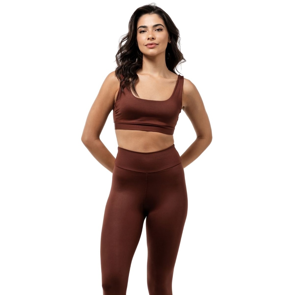 Imagem 1 do produto Conjunto Fitness Top com Bojo + Calça Legging de Compressão Dellas Fit - Feminino