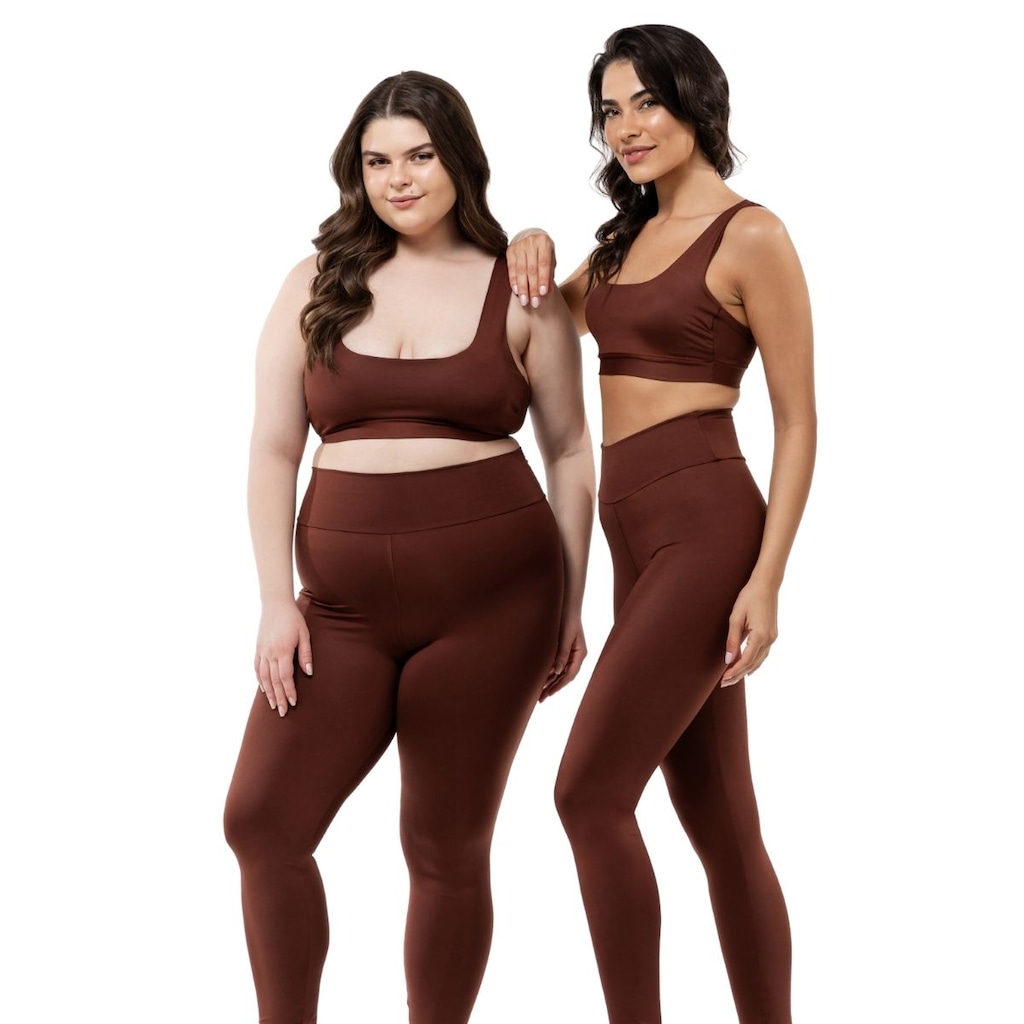 Imagem 3 do produto Conjunto Fitness Top com Bojo + Calça Legging de Compressão Dellas Fit - Feminino
