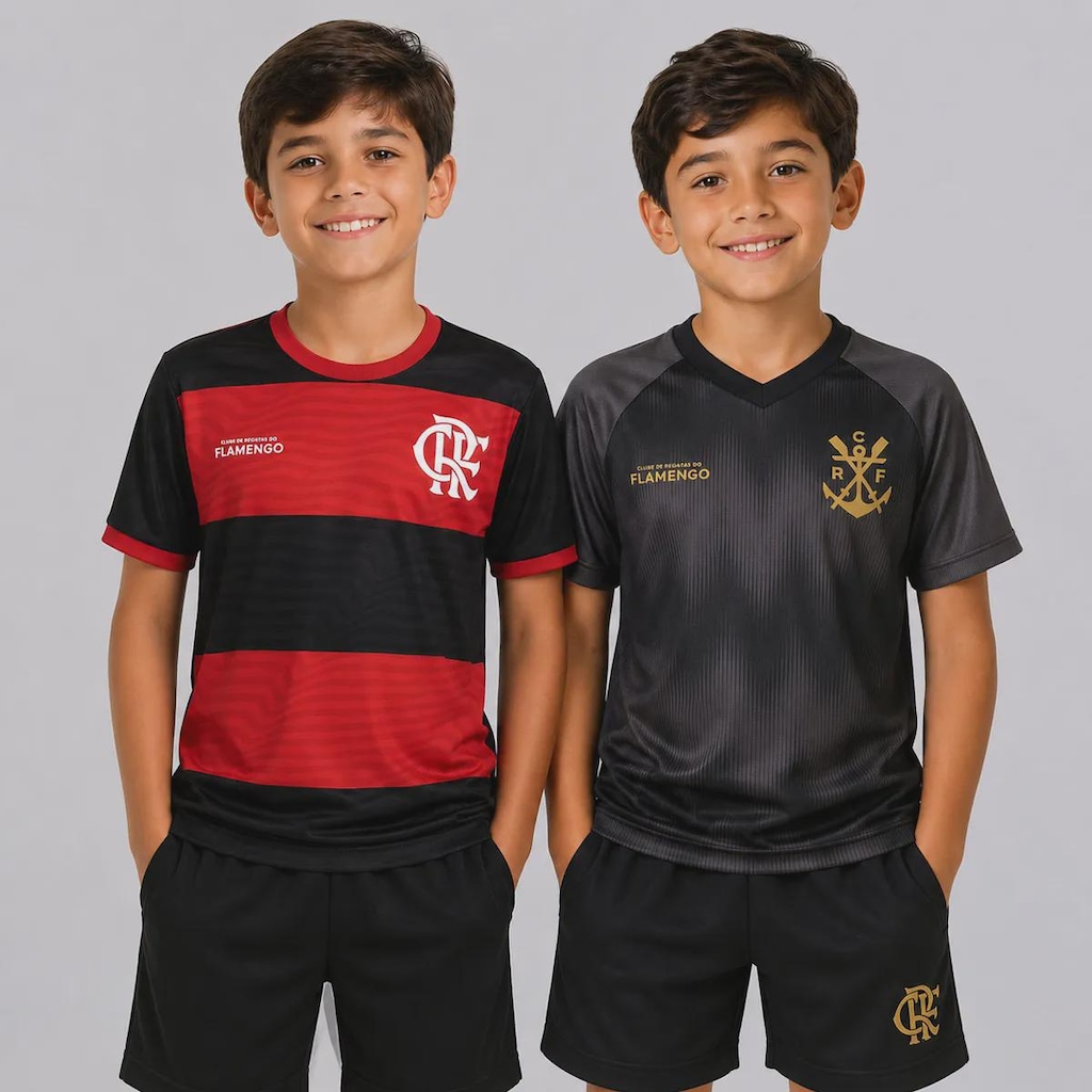 Imagem 1 do produto Kit Camisa do Flamengo Emoção e Energia Infantil - 2 Unidades