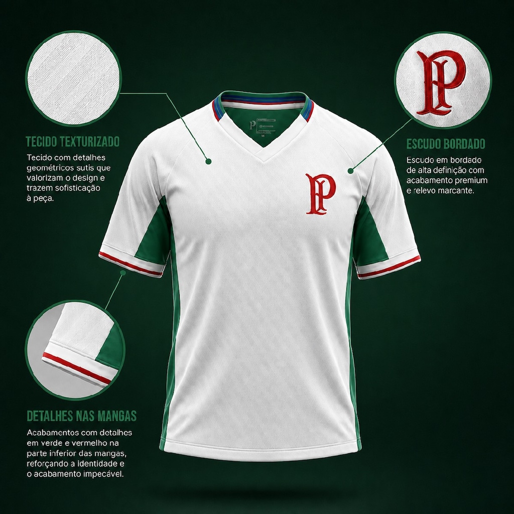 Imagem 4 do produto Camisa do Palmeiras Imperial Palestra Bordado Betel - Masculina