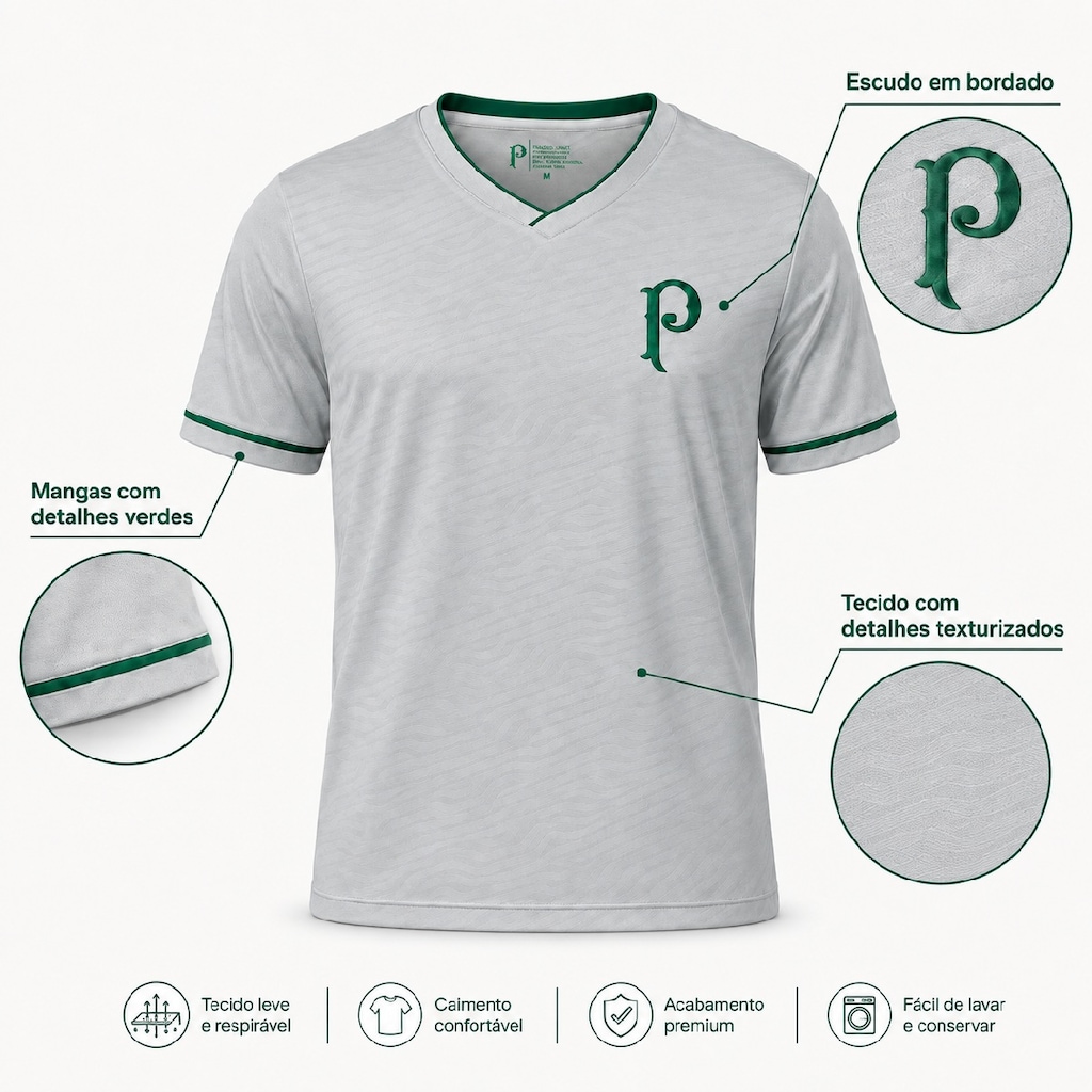 Imagem 4 do produto Camisa do Palmeiras Match Day Snow Betel - Masculina