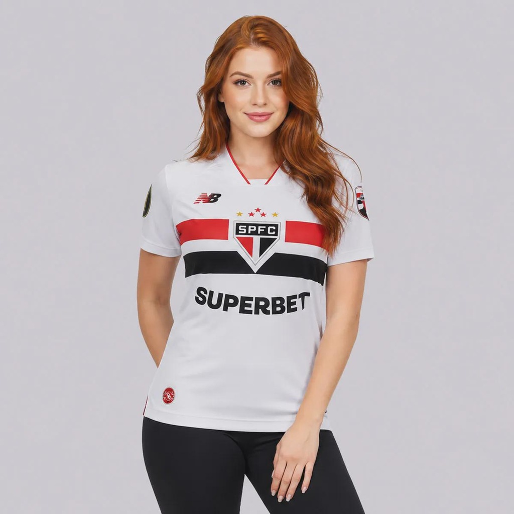 Imagem 1 do produto Camisa do São Paulo I 26/27 Patch Libertadores New Balance Feminina