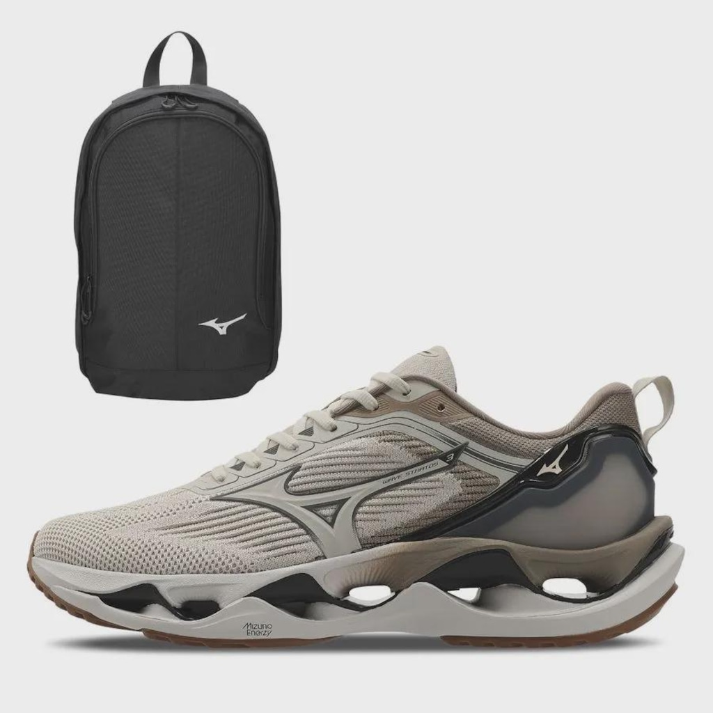 Imagem 1 do produto Kit Tênis Unissex Mizuno Wave Stratos 3 e Mochila Mizuno Fun New