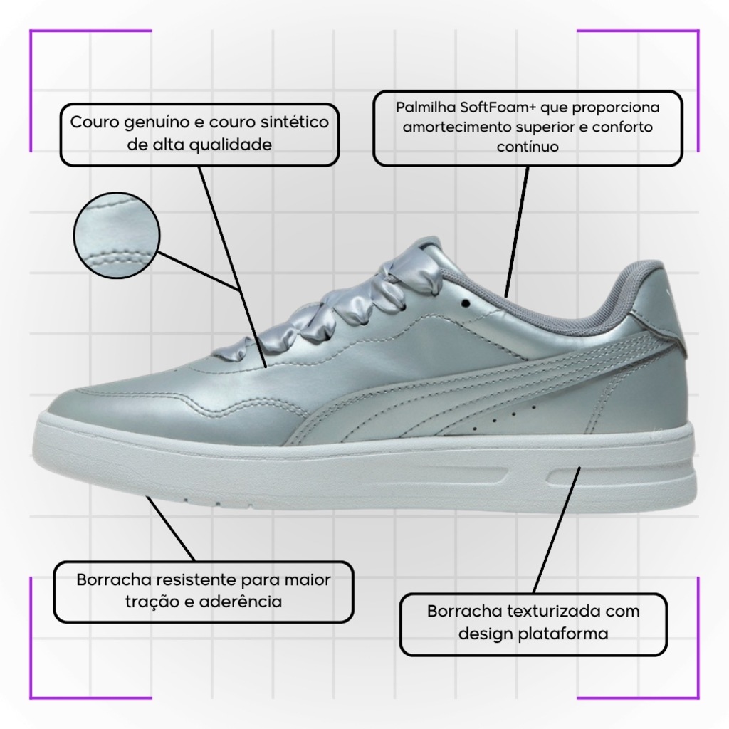 Imagem 3 do produto Tênis Feminino Puma Court Lally Perla Bdp