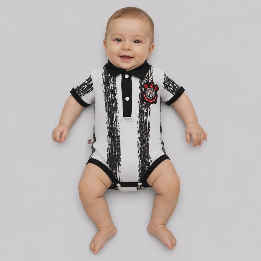 Imagem 1 do produto Body Polo do Corinthians Listra Pinceladas Infantil