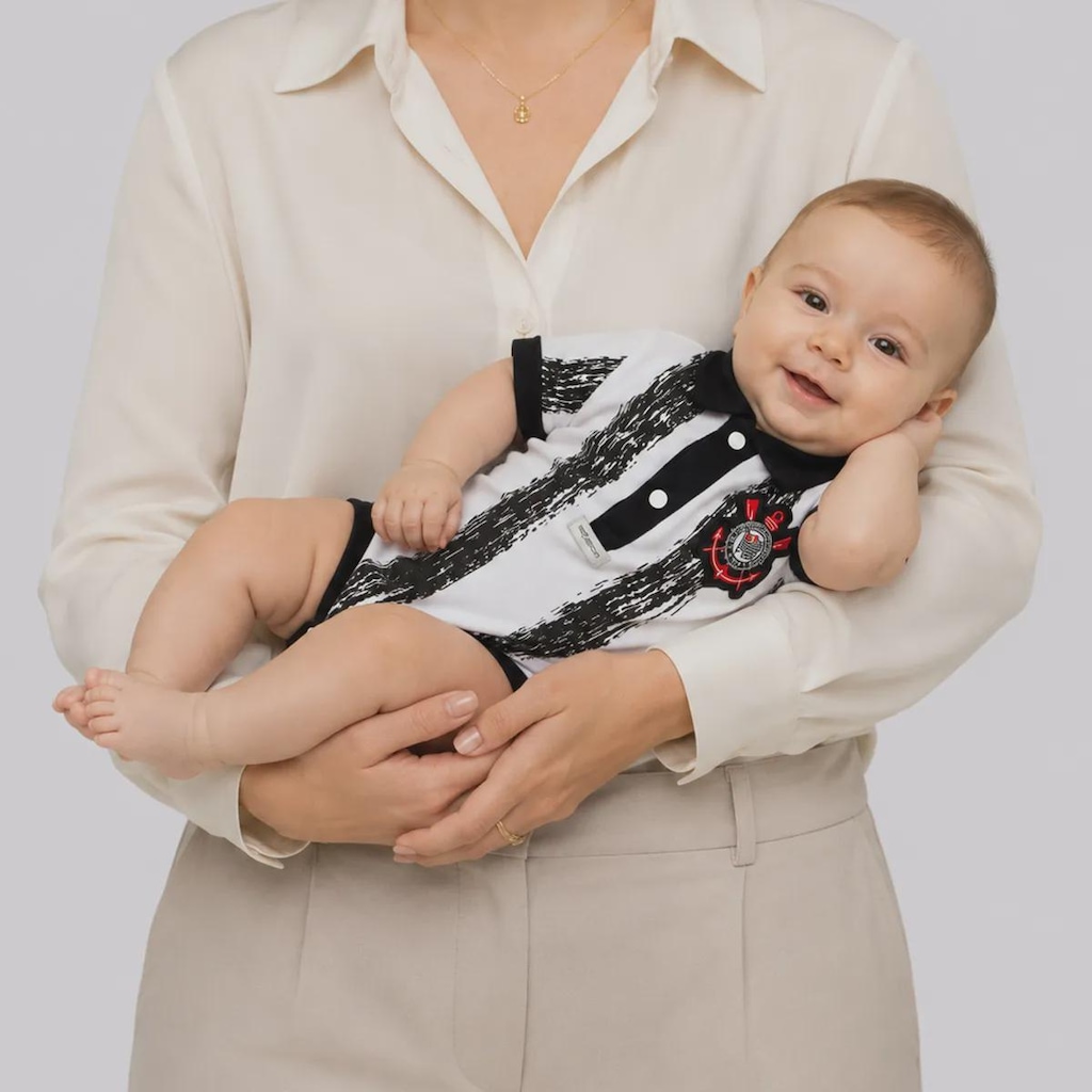 Imagem 3 do produto Body Polo do Corinthians Listra Pinceladas Infantil