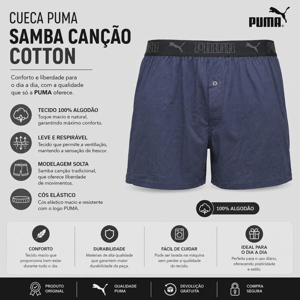 Imagem 3 do produto Cueca Puma Samba Canção Cotton - Masculina