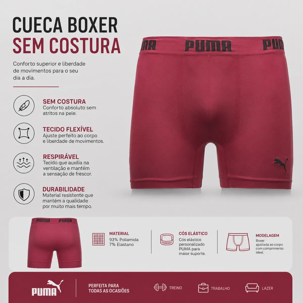 Imagem 3 do produto Cueca Boxer Puma Sem Costura - Adulto