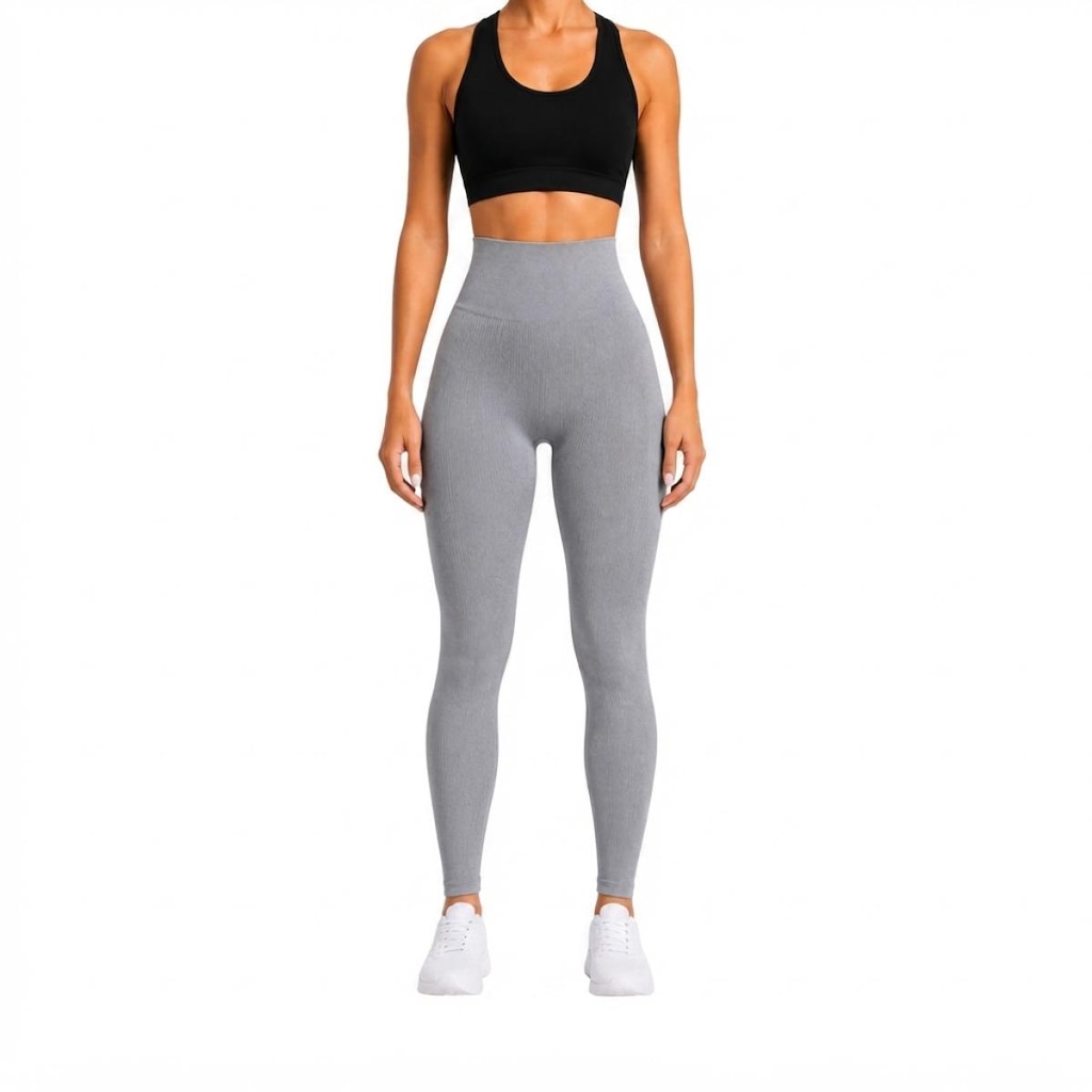 Imagem 1 do produto Calça Legging Feminina NFOX Canelada Fitness Empina Bumbum Academia