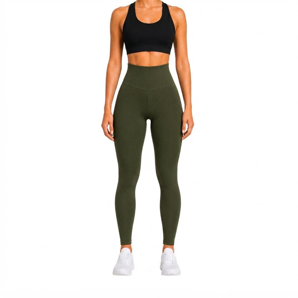 Imagem 1 do produto Calça Legging Feminina NFOX Canelada Fitness Empina Bumbum Academia