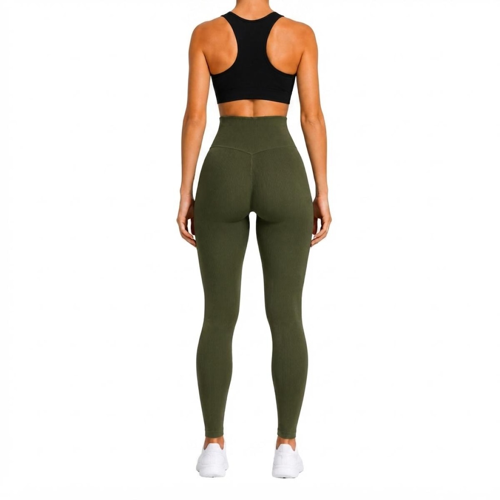 Imagem 2 do produto Calça Legging Feminina NFOX Canelada Fitness Empina Bumbum Academia
