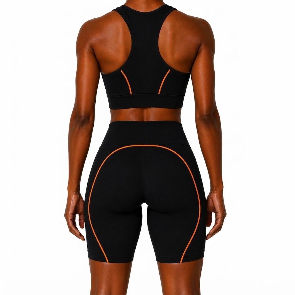 Imagem 2 do produto Conjunto Academia Feminino NFOX Short Viés Fino Cropped para Yoga e Treino