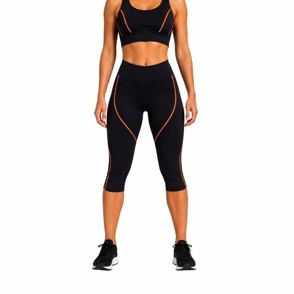 Imagem 1 do produto Conjunto Corsário Fitness Feminino NFOX Capri e Top Cropped para Academia Ciclismo Yoga