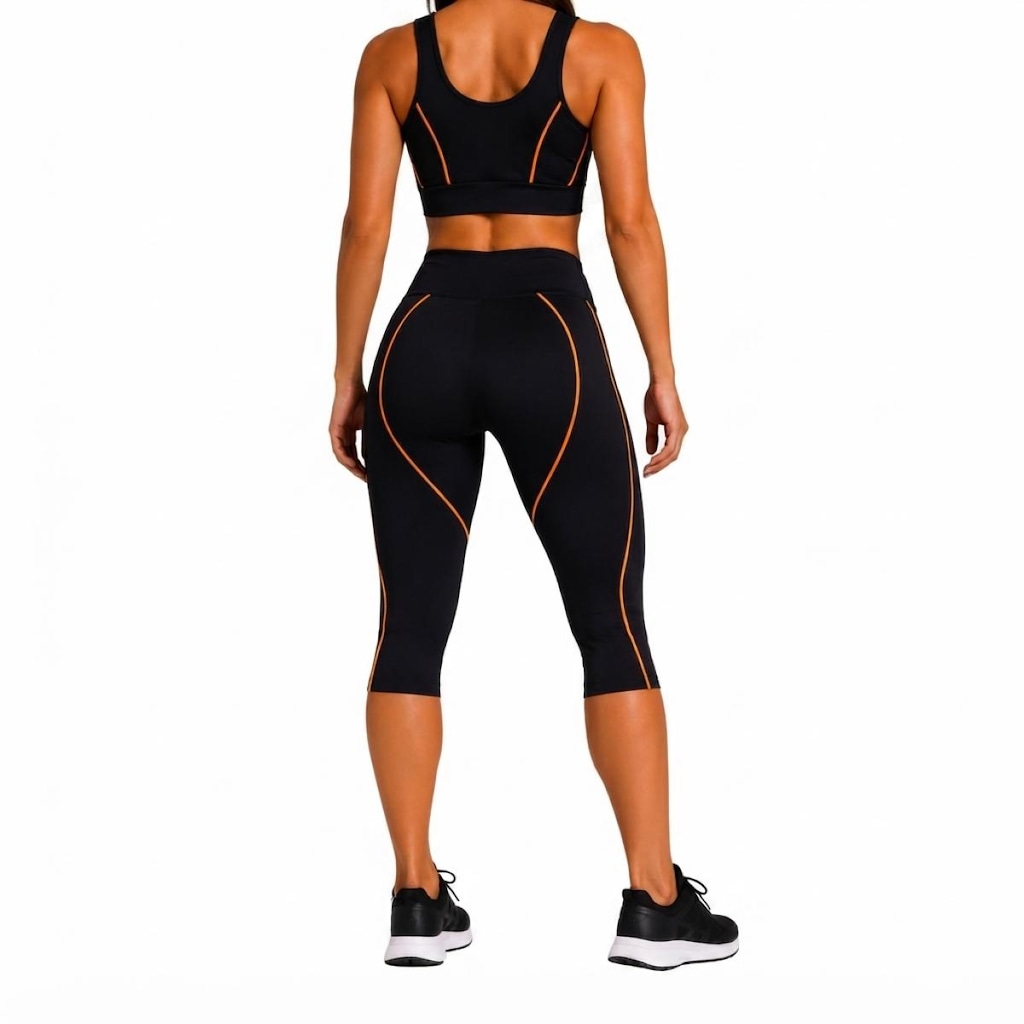 Imagem 2 do produto Conjunto Corsário Fitness Feminino NFOX Capri e Top Cropped para Academia Ciclismo Yoga