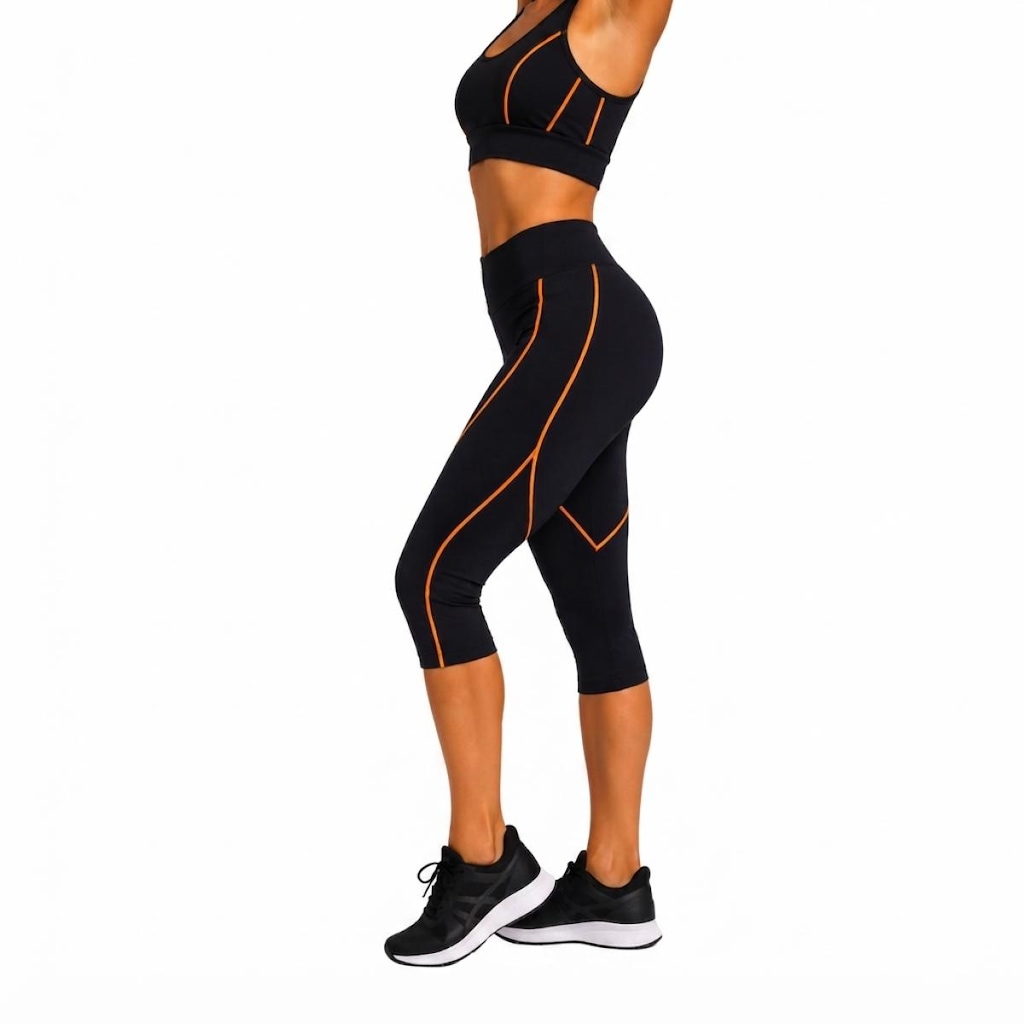 Imagem 3 do produto Conjunto Corsário Fitness Feminino NFOX Capri e Top Cropped para Academia Ciclismo Yoga
