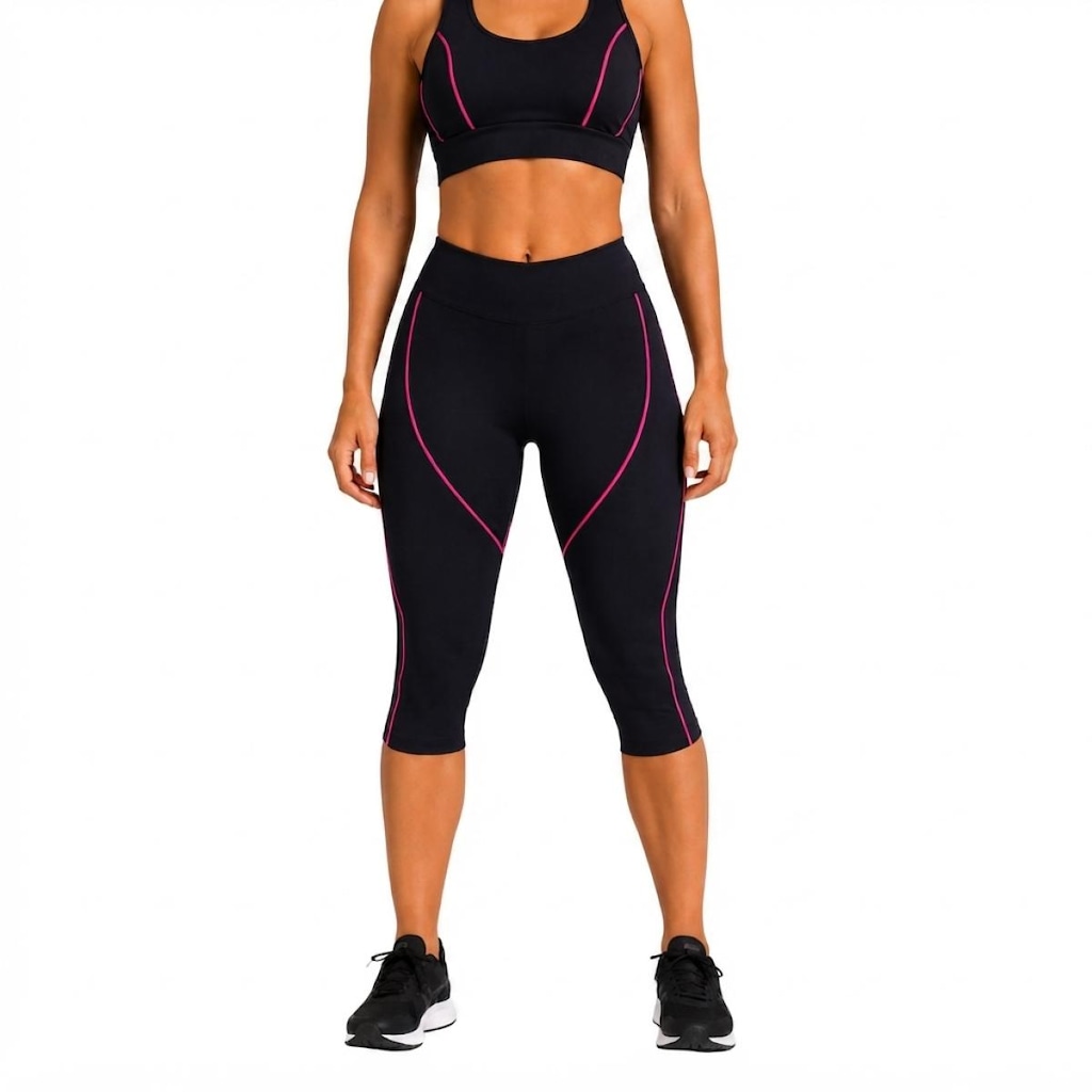Imagem 1 do produto Conjunto Corsário Fitness Feminino NFOX Capri e Top Cropped para Academia Ciclismo Yoga