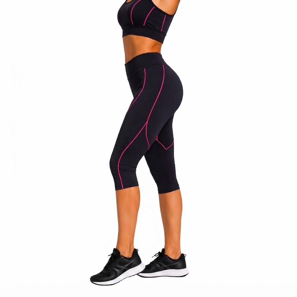 Imagem 3 do produto Conjunto Corsário Fitness Feminino NFOX Capri e Top Cropped para Academia Ciclismo Yoga