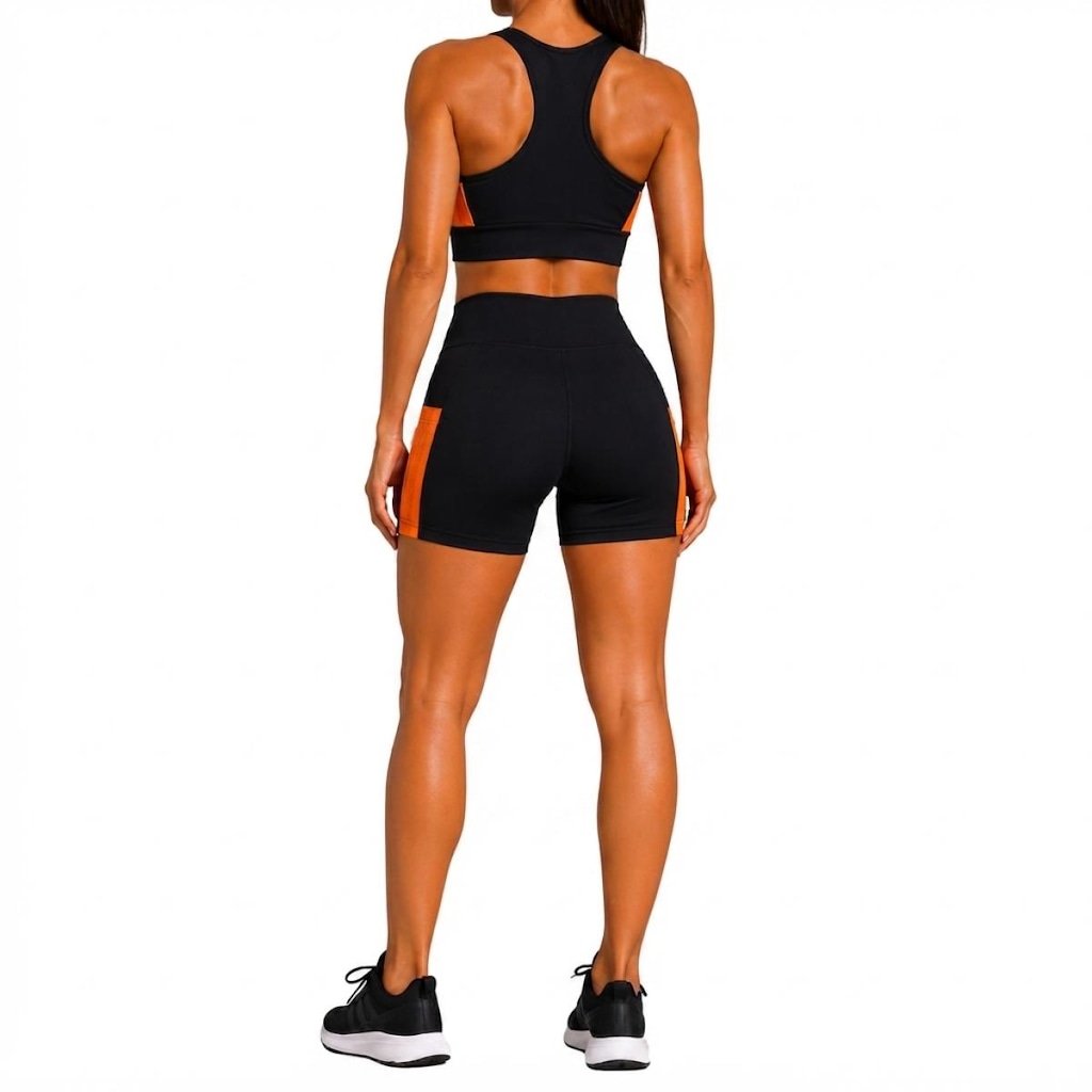 Imagem 2 do produto Kit Fitness Feminino NFOX Short com Bolso Lateral e Cropped Academia, Corrida, Ciclismo e Yoga