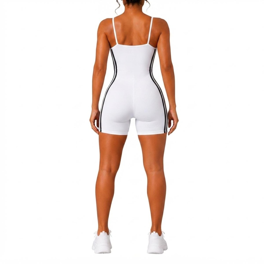 Imagem 2 do produto Macaquinho Fitness NFOX Listras Laterais Feminino Curto Academia Ioga