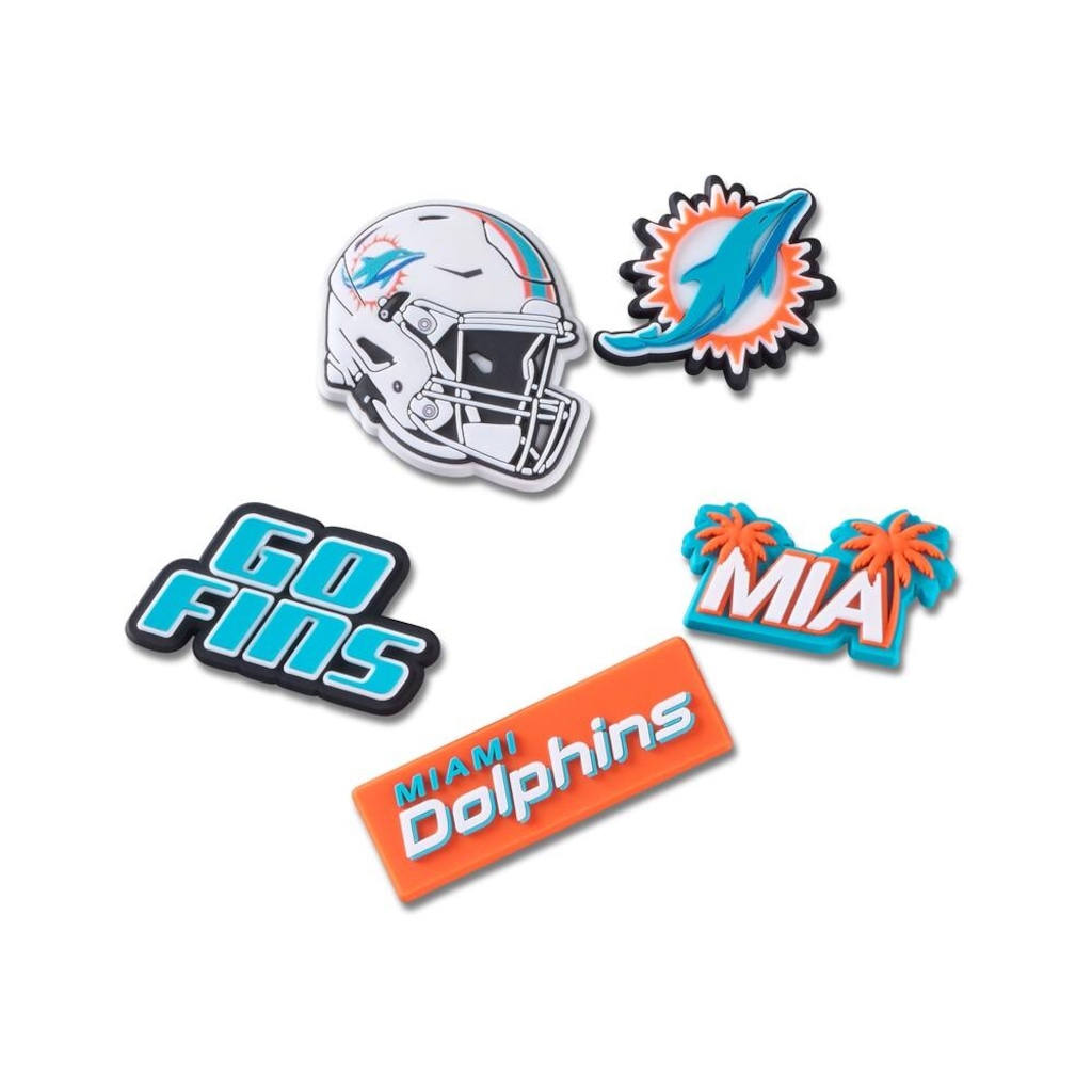 Imagem 1 do produto Jibbitz™ Crocs NFL Miami Dolphins Pack com 5 Peças