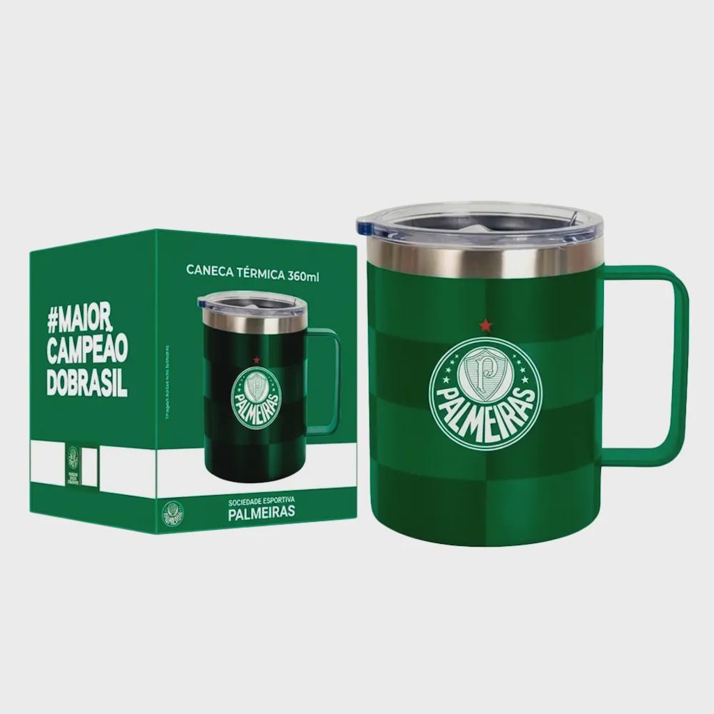 Imagem 2 do produto Caneca Térmica Palmeiras Allmix com Tampa - 360ml