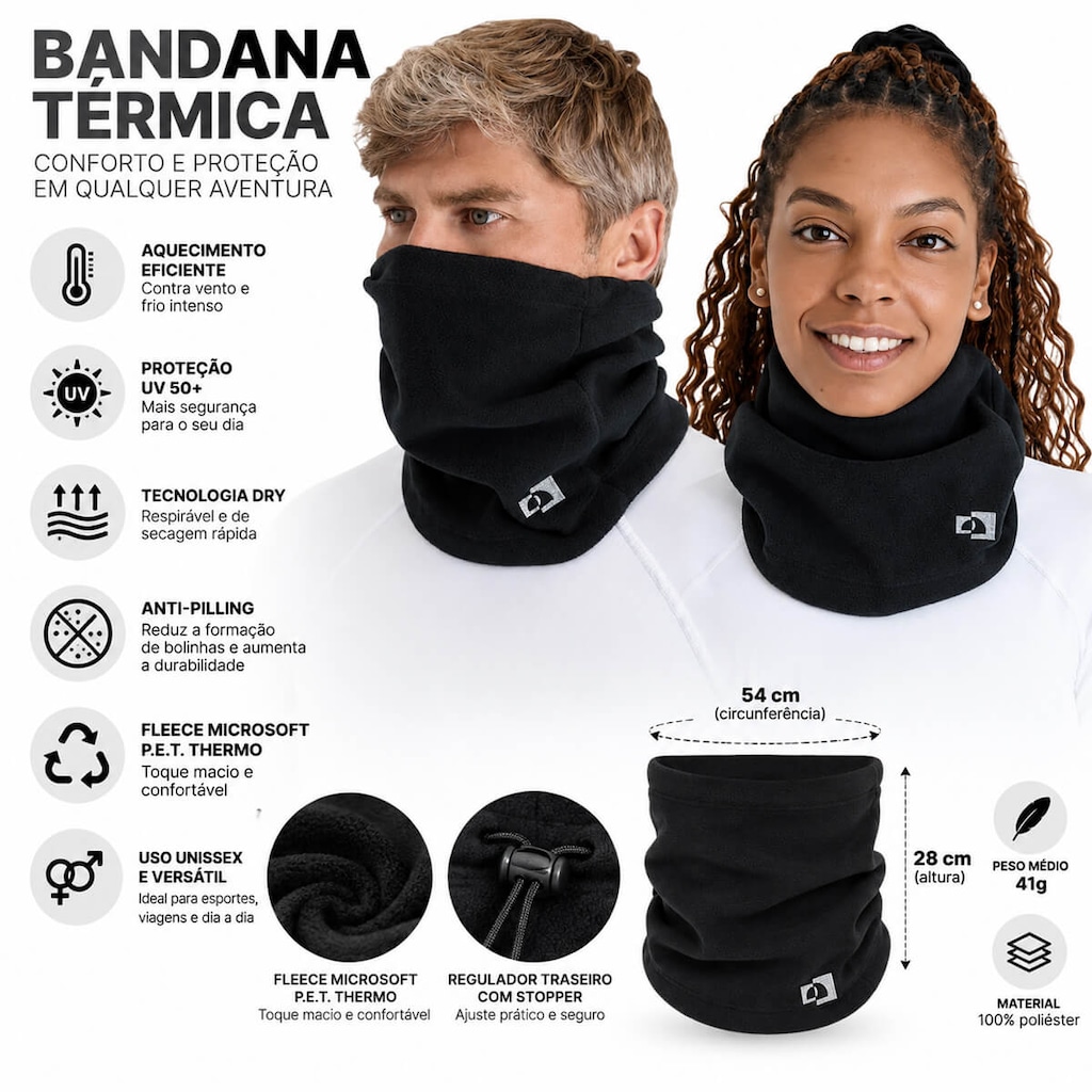 Imagem 5 do produto Bandana Tubular Pescoço Galapagos Fleece Ártico Thermo - Adulto