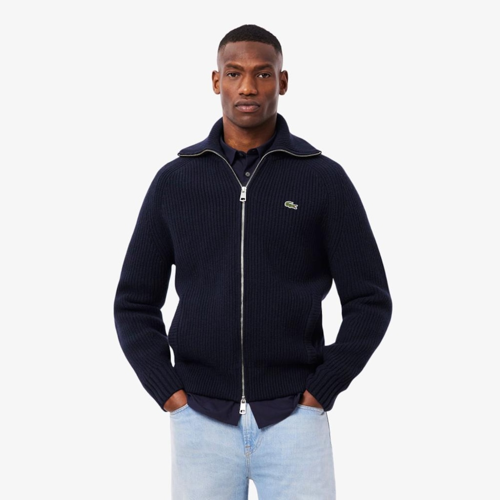 Imagem 1 do produto Suéter Lacoste com Zíper de Gola Alta de Lã Cardada Masculino