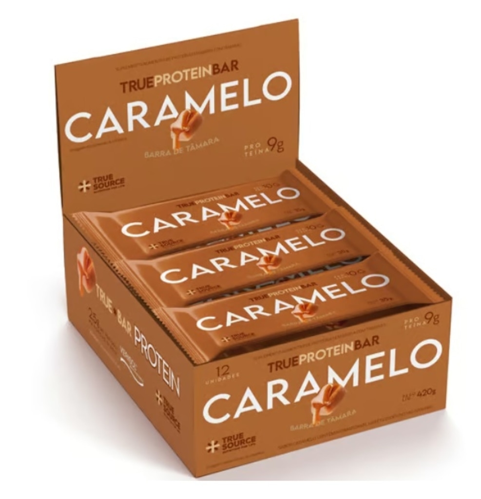Imagem 1 do produto Barra de Proteína True Source Protein Bar Display - 35g - Caramelo - 12 Unidades