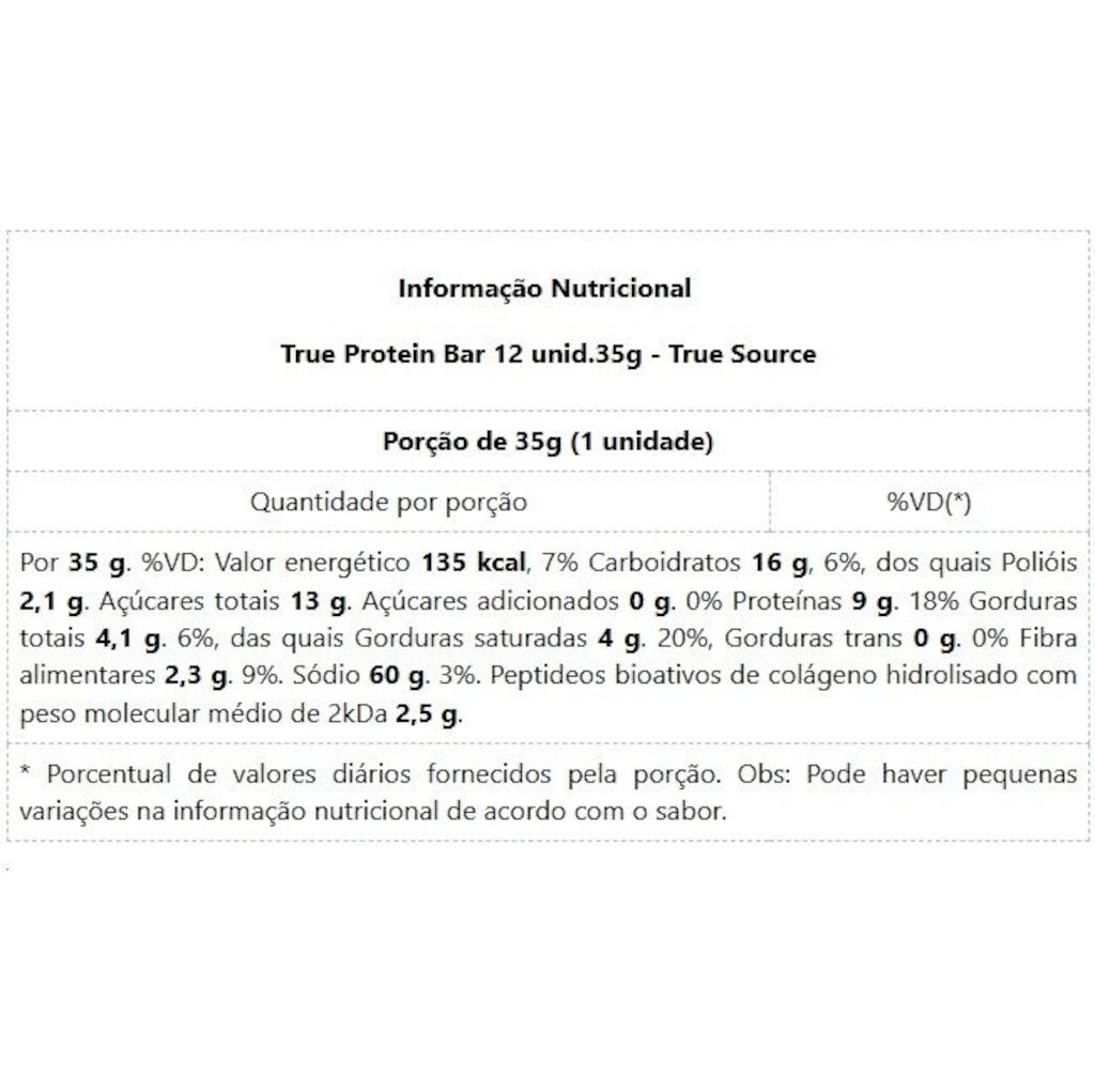 Imagem 2 do produto Barra de Proteína True Source Protein Bar Display - 35g - Caramelo - 12 Unidades