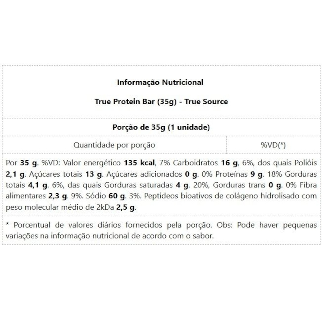 Imagem 2 do produto Protein Bar True Source - Caramelo - 35g