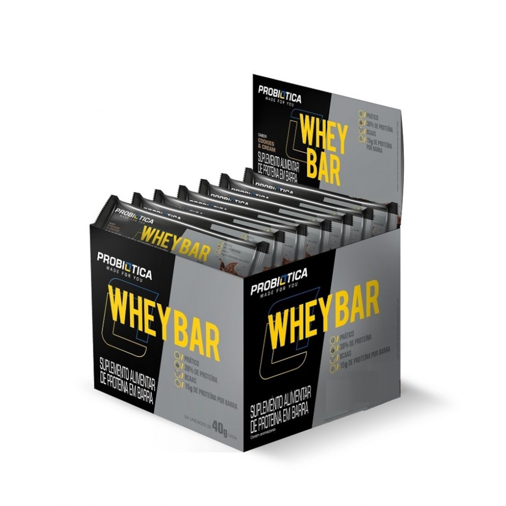 Imagem 1 do produto Caixa Whey Bar Low Carb - Morango - 24 Unidades