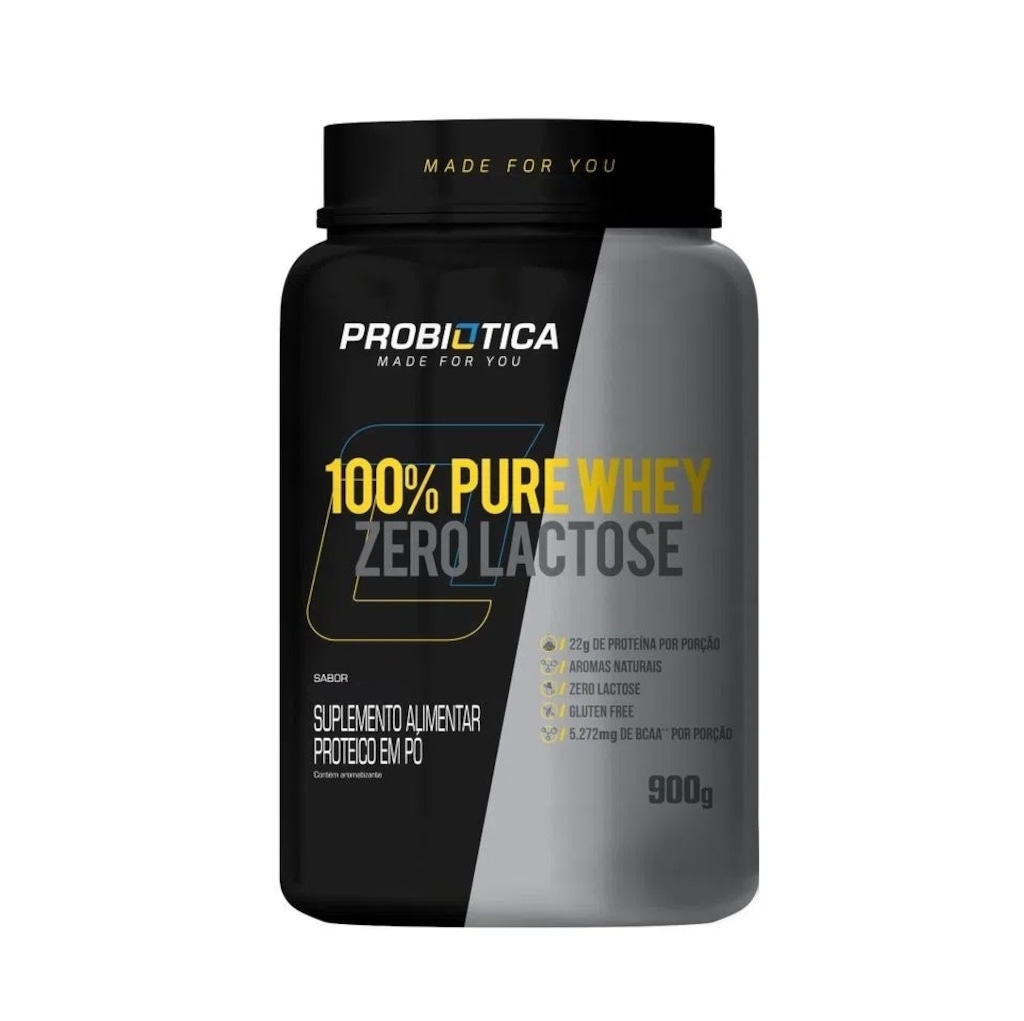 Imagem 1 do produto 100% Pure Whey Zero Lactose Probiótica Morango 900g