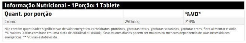 Imagem 2 do produto Chromium Picolinate Chelated Performance Nutrition (100 Tabs)