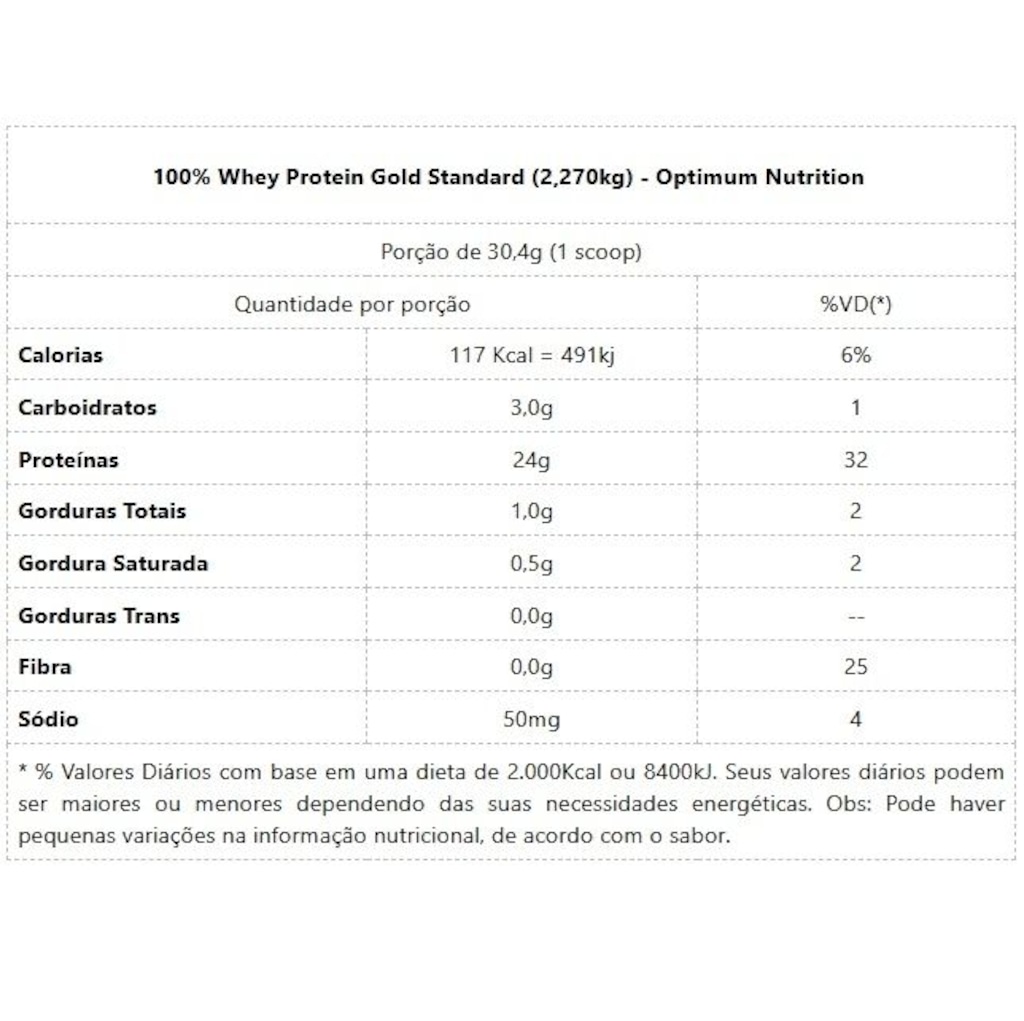 Imagem 2 do produto 100% Whey Protein Gold Standard Optimum Nutrition 2,270kg