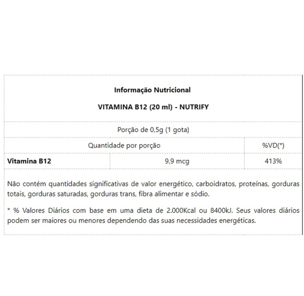Imagem 3 do produto Vitamina B12 Nutrify - 20 ml