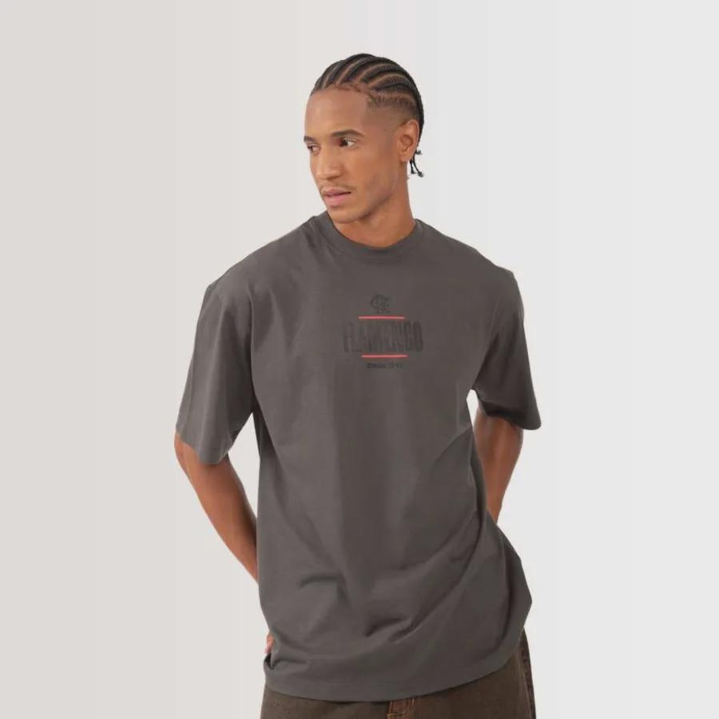 Imagem 1 do produto Camiseta Oversized Flamengo Rolar Braziline Masculina