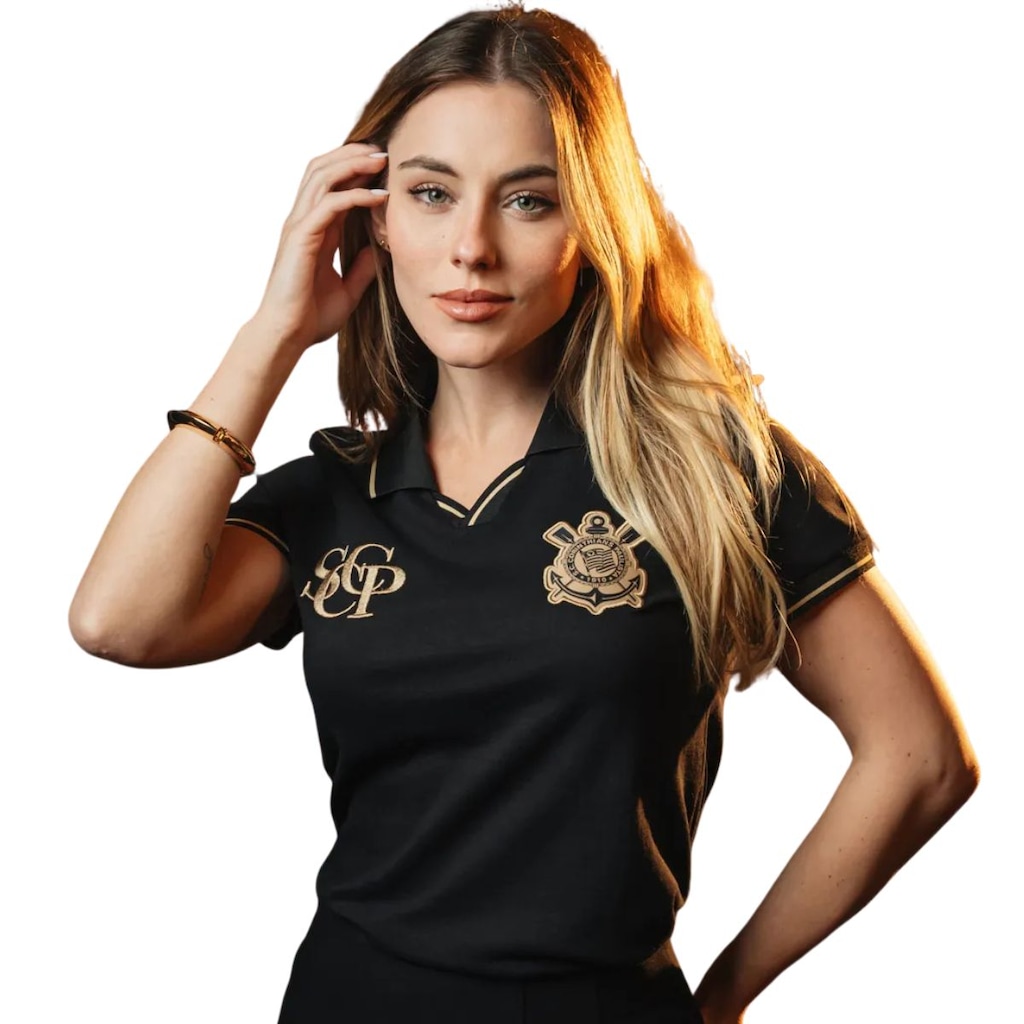 Imagem 1 do produto Camisa Polo do Corinthians Ouro Oficial - Feminina