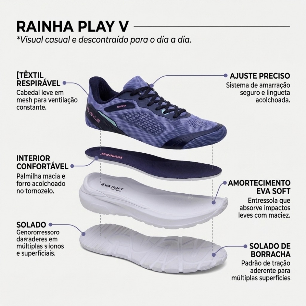 Imagem 3 do produto Tênis Adulto Rainha Play V