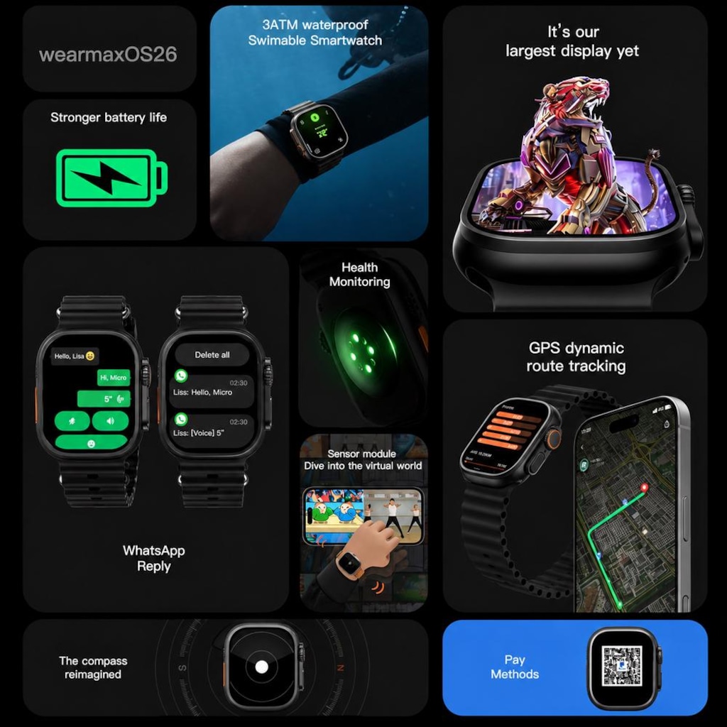 Imagem 5 do produto Relógio Smartwatch Microwear Ultra 5 Plus Super AMOLED 8ATM