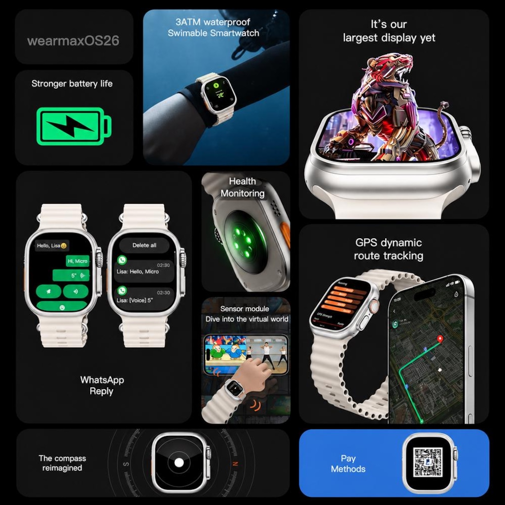 Imagem 4 do produto Relógio Smartwatch Microwear Ultra 5 Plus Super AMOLED 8ATM