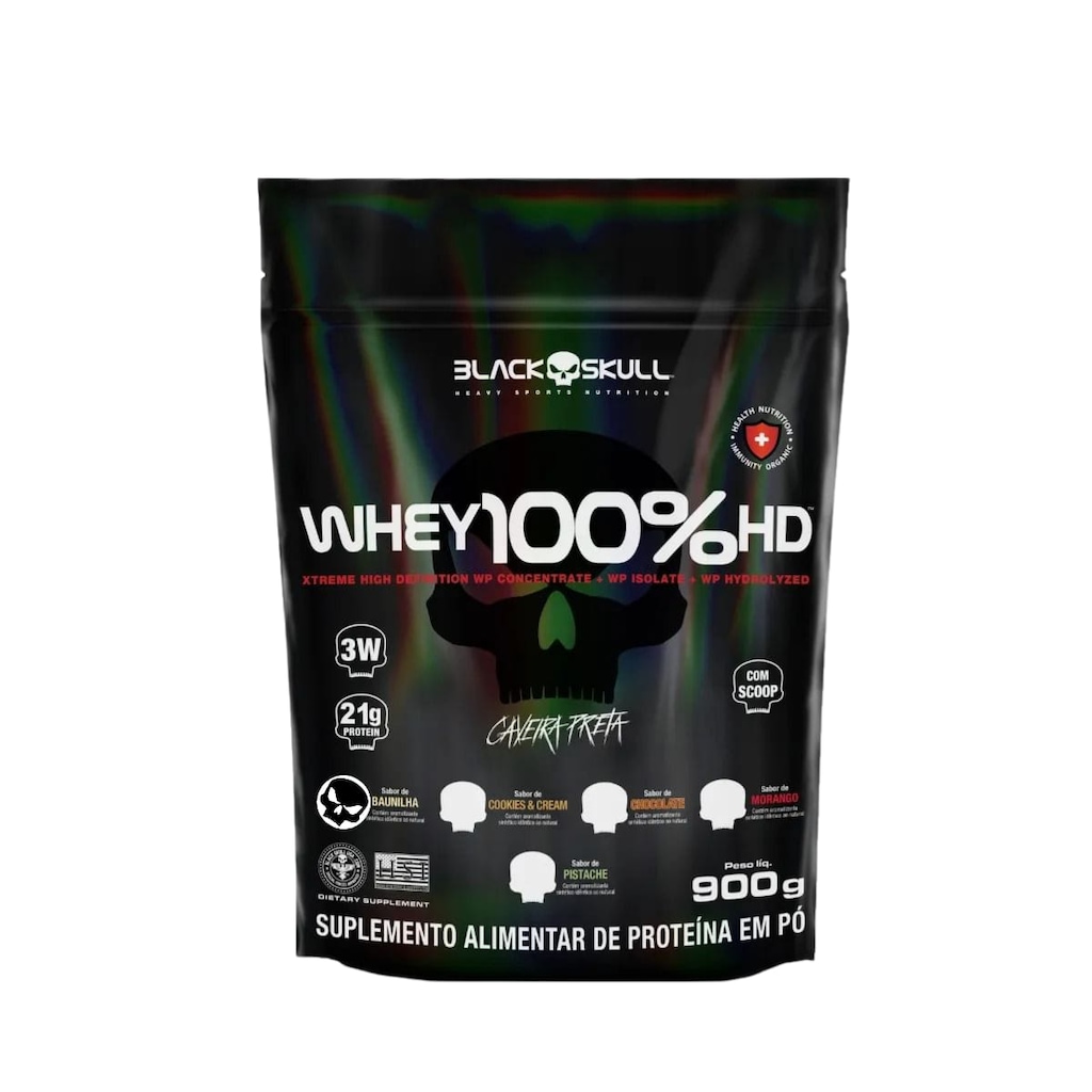 Imagem 1 do produto Refil Whey 100% HD Black Skull 900g