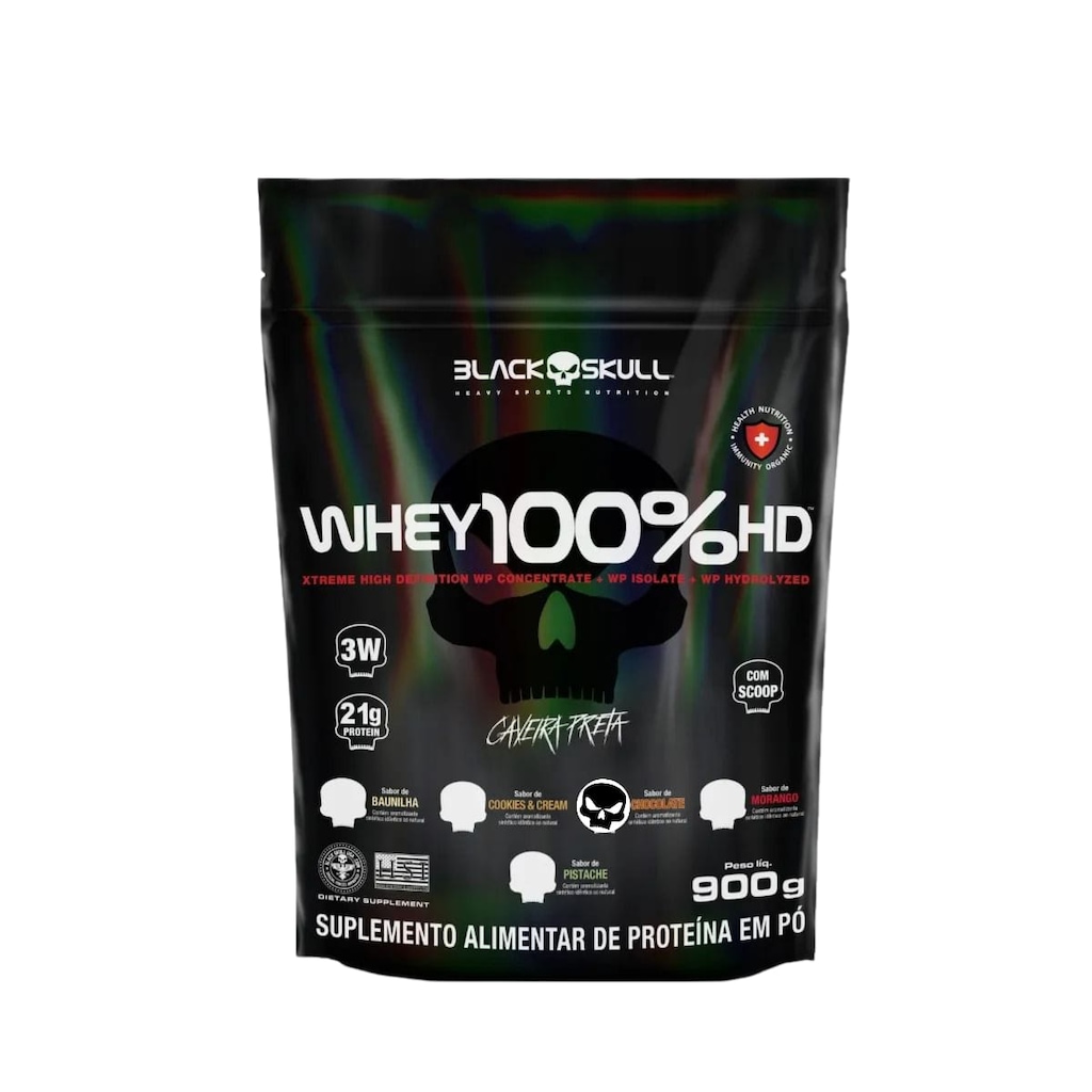 Imagem 1 do produto Refil Whey 100% HD Black Skull - 900g