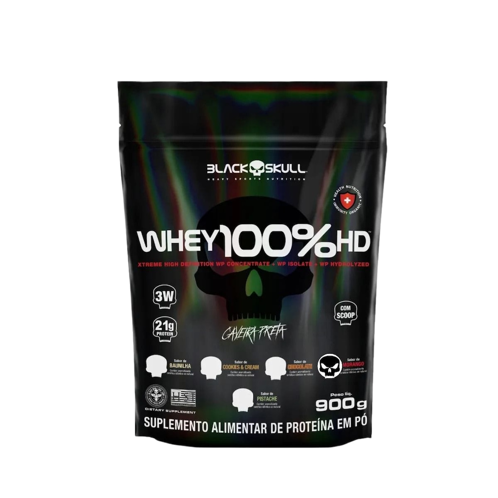Imagem 1 do produto Refil Whey 100% HD Black Skull - 900g