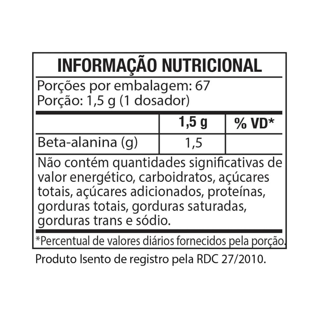 Imagem 3 do produto Beta Alanina Betapure Black Skull 100g Suplemento Para Treinos