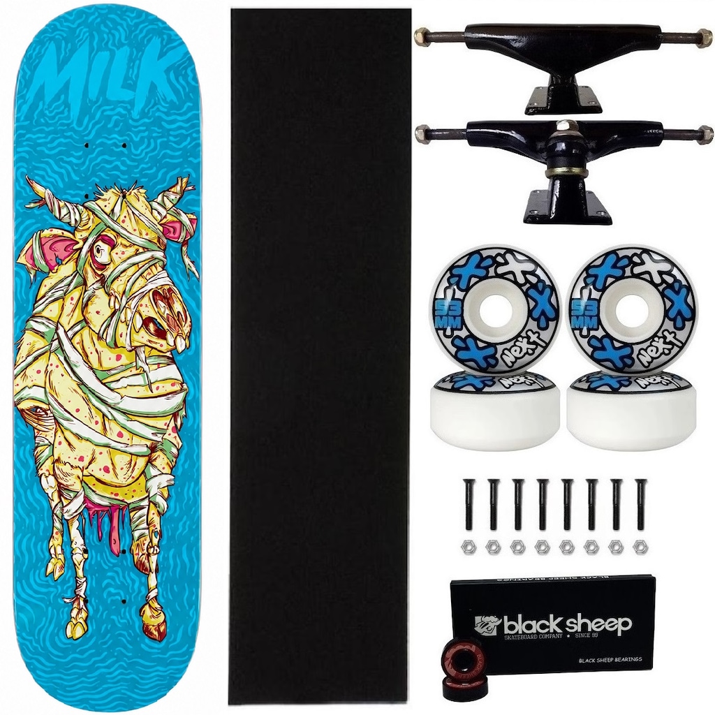 Imagem 1 do produto Skate Milk Maple Montado 8.0 Roda Next 53mm 102A Black Sheep