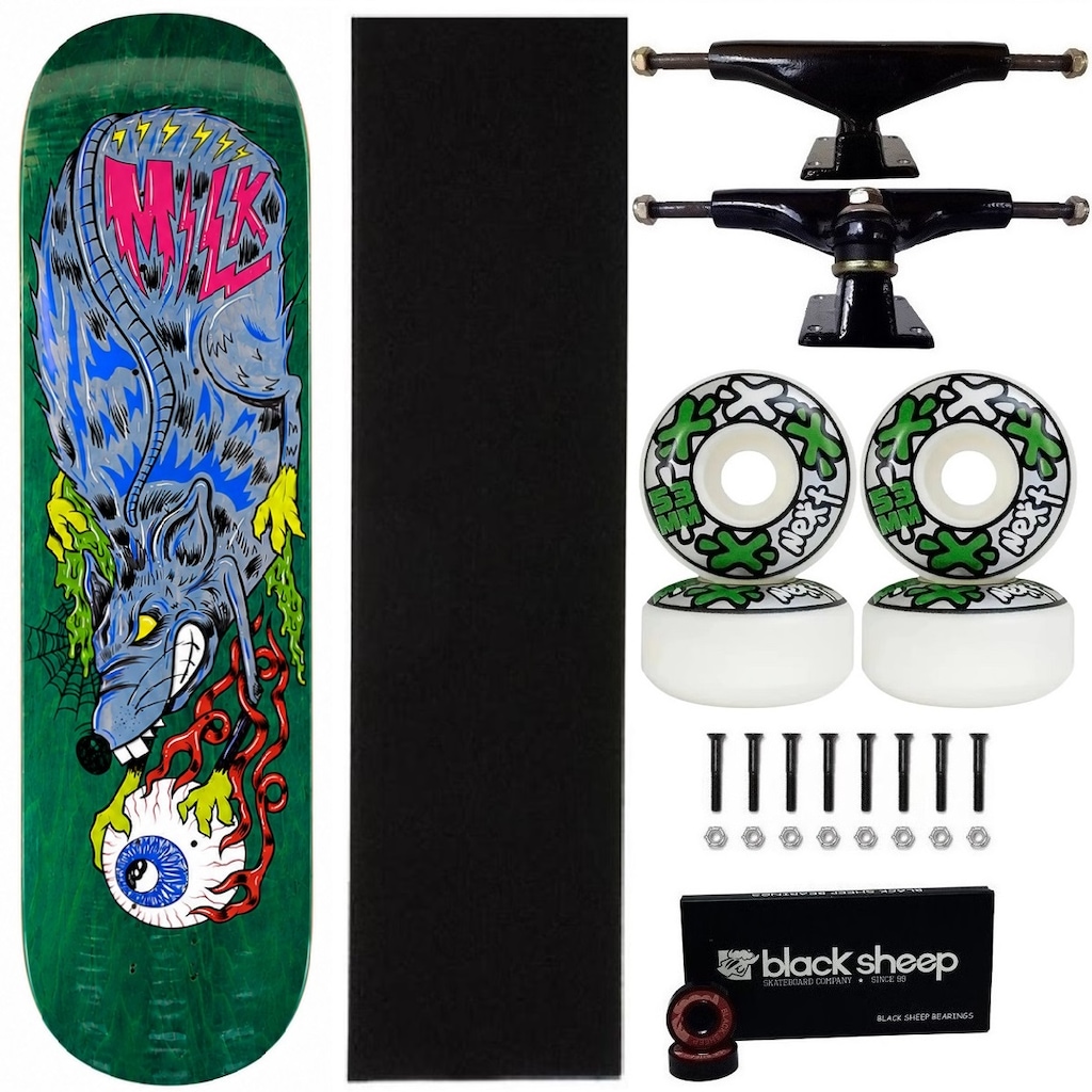Imagem 1 do produto Skate Milk Maple Montado 8.0 Profissional Next 53mm Abec 15
