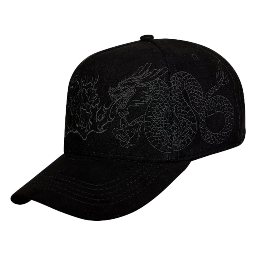 Imagem 1 do produto Boné Masculino Blck Dragão Fire Suede Aba Curva