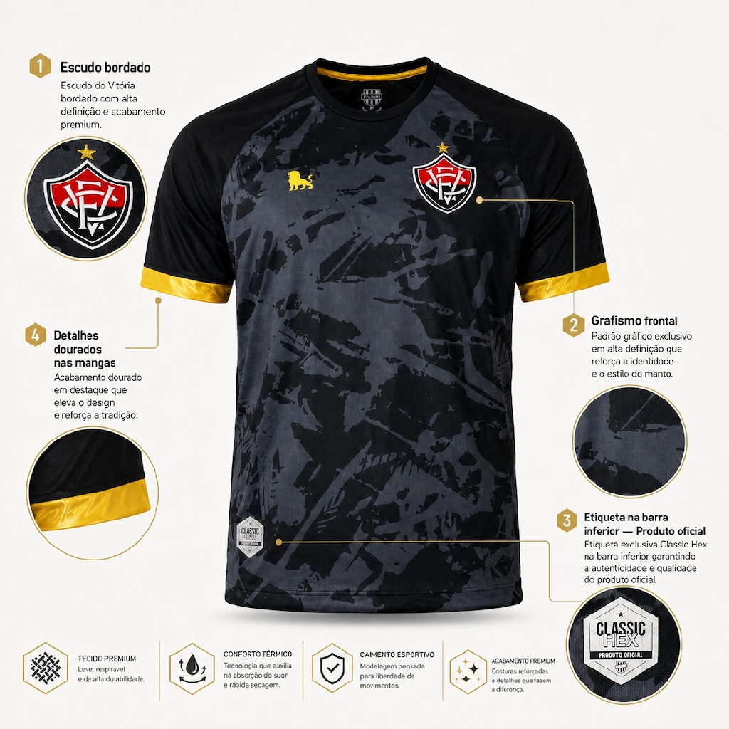 Imagem 4 do produto Camisa do Vitória Gold Edition RetrôMania - Masculina