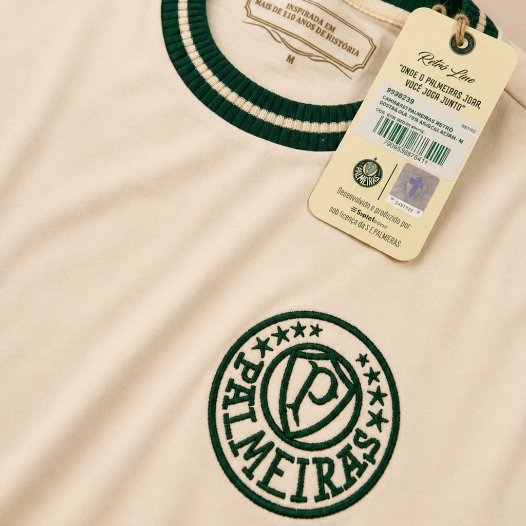 Imagem 3 do produto Camisa do Palmeiras Retrô Nostalgia 1976 Snow Betel - Masculina
