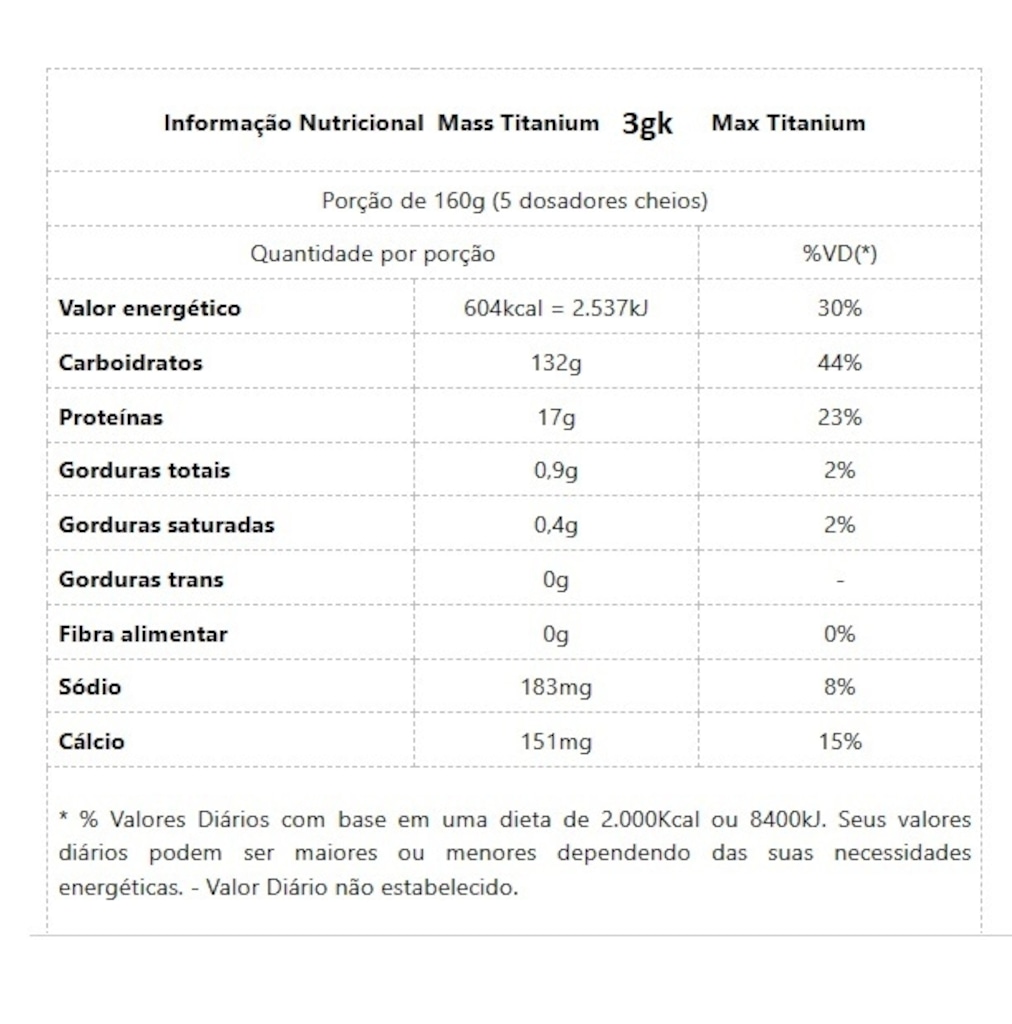 Imagem 2 do produto Mass Titanium Max Titanium 17500 Chocolate 3kg